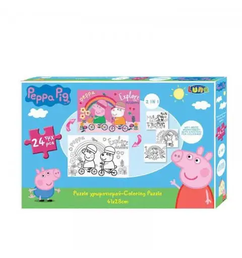 Puzzle 2 In 1 Gioca E Colora Peppa Pig 24 Pz Con 3 Poster Da Colorare 41x28cm DK482563