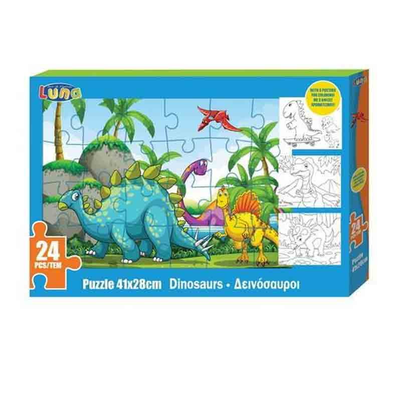 puzzle da colorare dinosauri 24 pz 621590