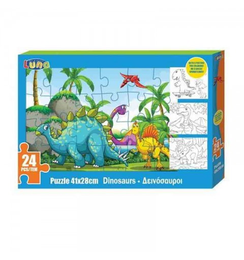puzzle da colorare dinosauri 24 pz 621590