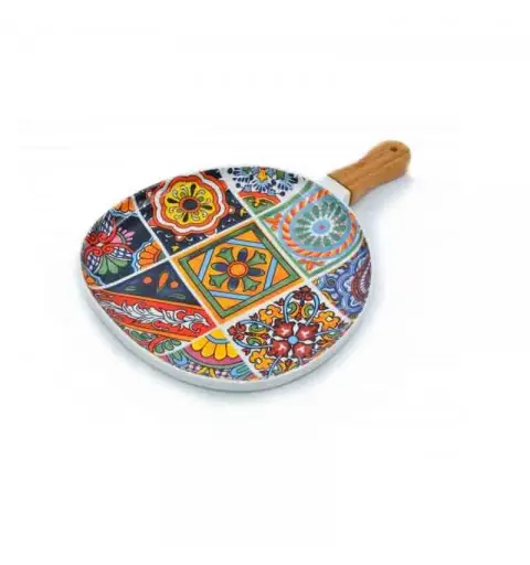 Paletta Vassoio in Porcellana con Manico in Legno maioliche 24 cm Y2416A