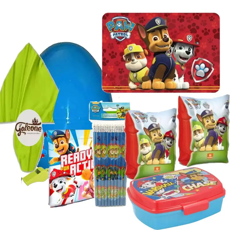 Pasqualone con guscio da 40 cm paw patrol con gadget + uovo cioccolato 500  gr