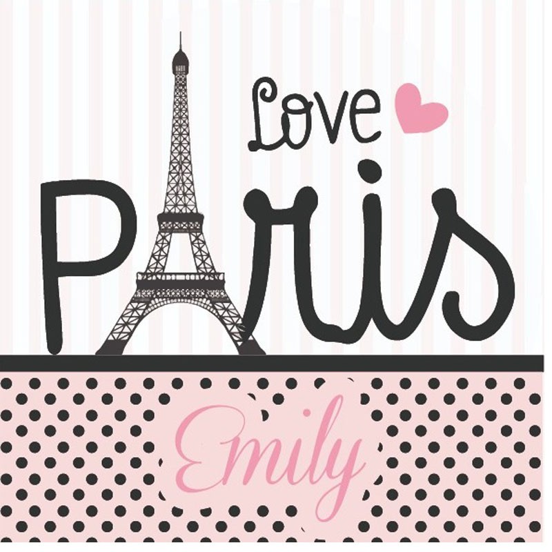 48 ADESIVI LOVE IN PARIS PERSONALIZZABILI
