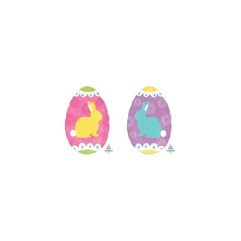Pallone foil Junior Shape Yellow & Blue Bunnies coniglietti pasquali 40 x 30 cm A3700601