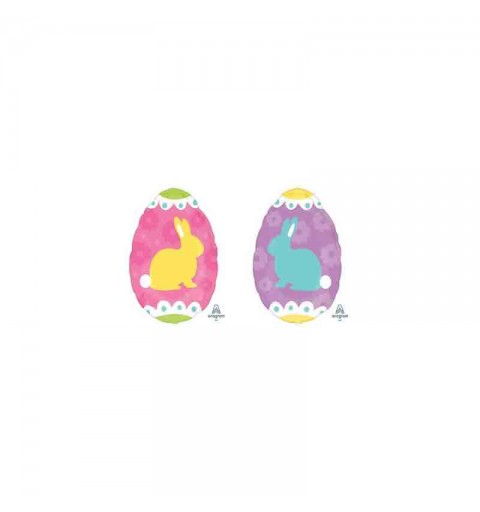 Pallone foil Junior Shape Yellow & Blue Bunnies coniglietti pasquali 40 x 30 cm A3700601