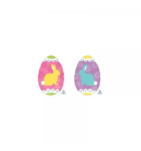 Pallone foil Junior Shape Yellow & Blue Bunnies coniglietti pasquali 40 x 30 cm A3700601