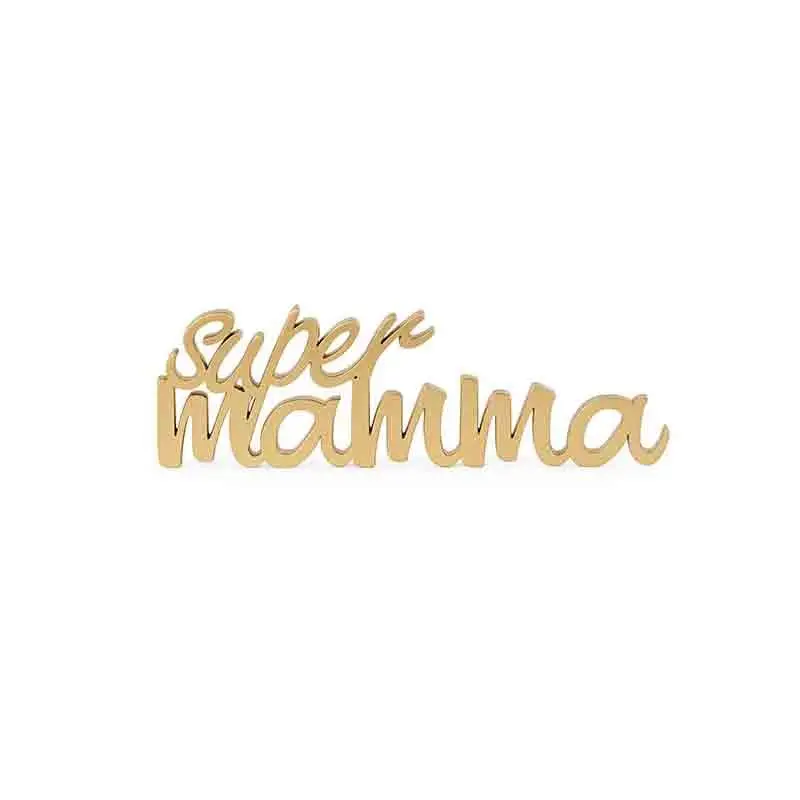 scritta in legno dorato super mamma 20932 230 mm