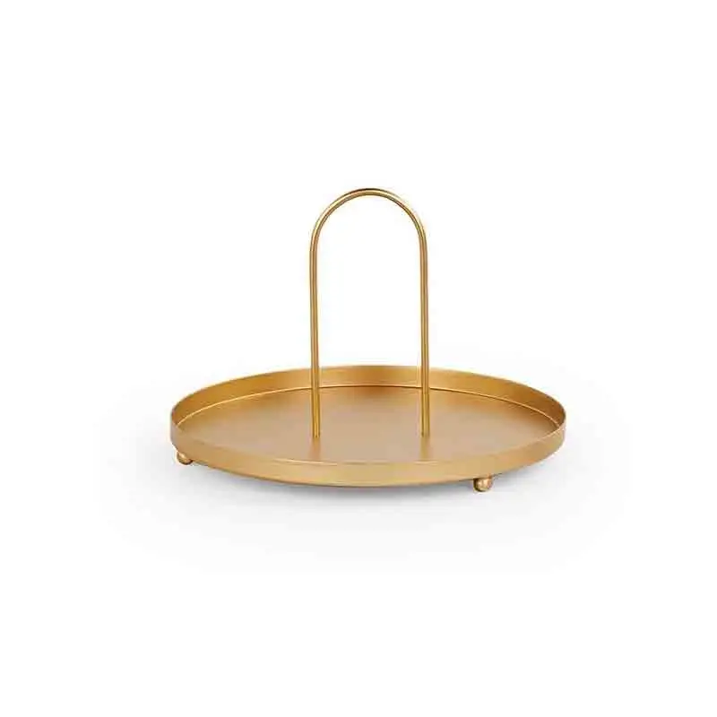 vassoio in metallo oro con manico 20631 ø 210 x h 140 mm