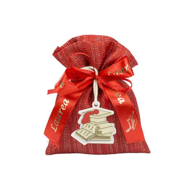 10 sacchetti laminati in stoffa rosso A2627-ROSSO (decorazioni escluse)