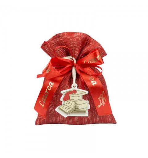 10 sacchetti laminati in stoffa rosso A2627-ROSSO (decorazioni escluse)