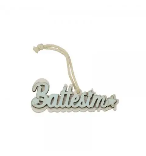 Applicazione battesimo in legno celeste 12 pz A2582-04