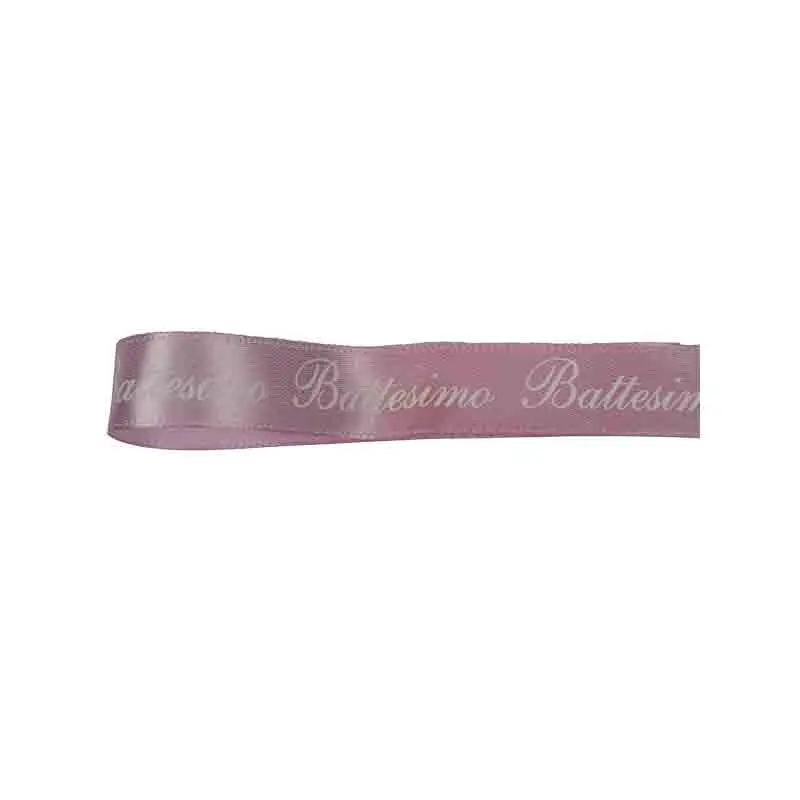 rotolo nastro raso battesimo rosa 15 mm x 25 metri NI46-03