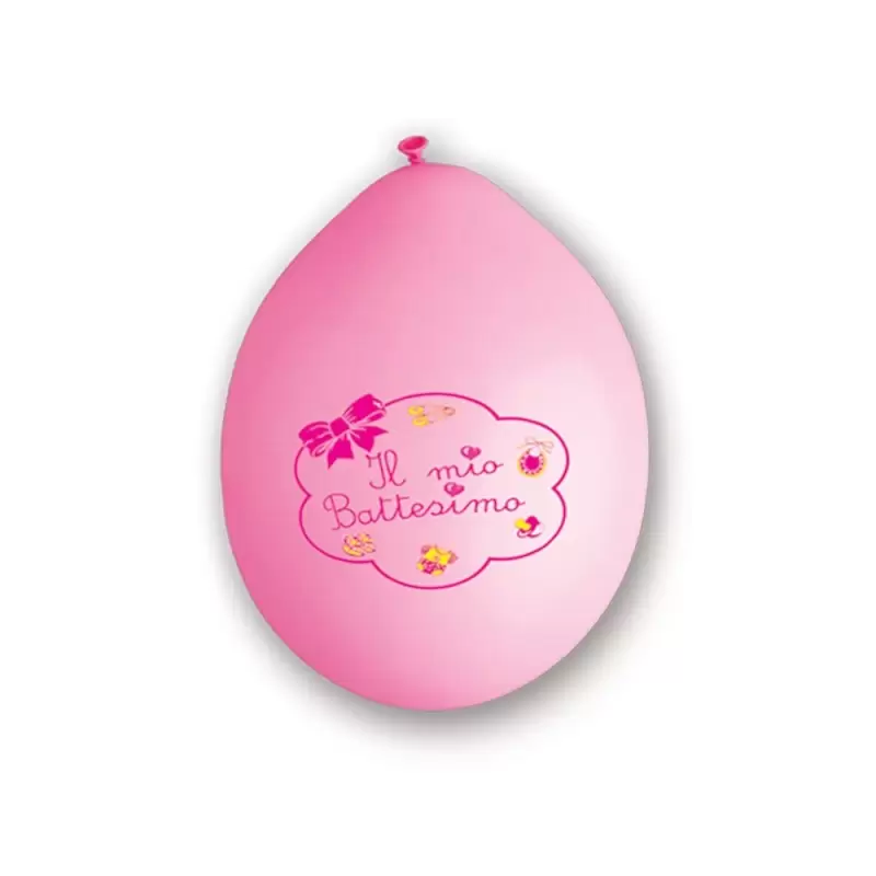 FESTONE BATTESIMO ROSA 6 PALLONCINI KP21