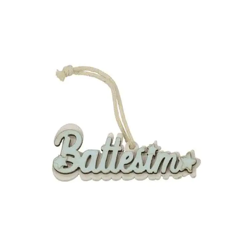 Applicazione battesimo in legno celeste 12 pz A2582-04