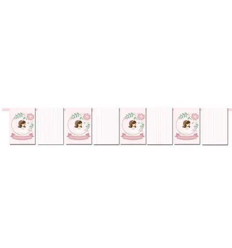 Festone Bandierine Prima Comunione Bimba Rosa da assemblare
