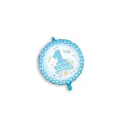 FOIL PALLONCINO MYLAR BUON PRIMO COMPLEANNO POIS CELESTE MEM24