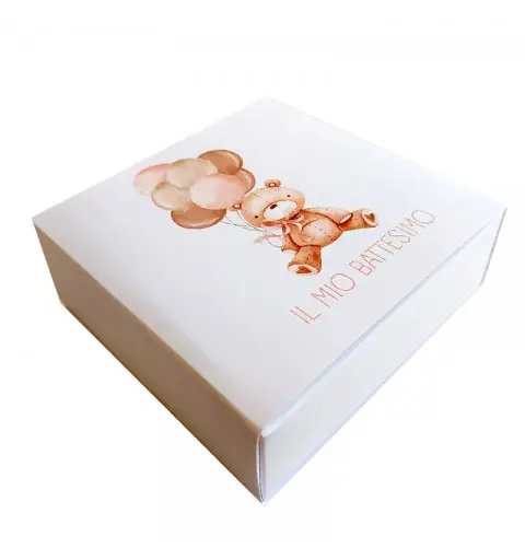fascetta per scatola degustazione (non vendibile senza separatore e base) il mio battesimo orsetto rosa palloncini
