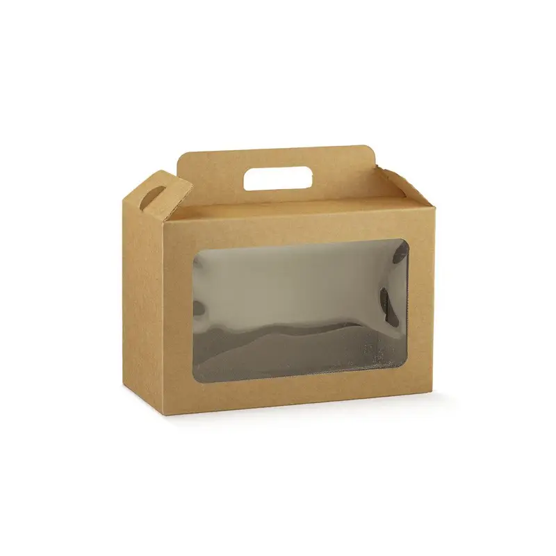 Scatola in cartone Avana finestra trasparente e maniglia 38546