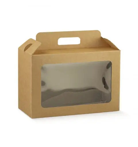 Scatola in cartone Avana finestra trasparente e maniglia 38546