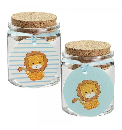 Bomboniere Leoncino con Vasetti in vetro - 12 pz