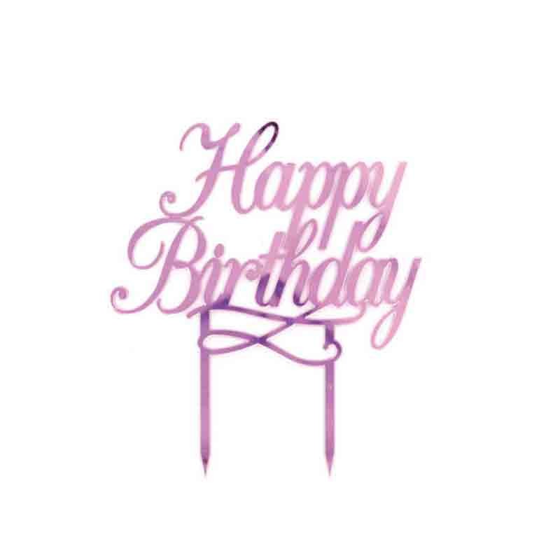 Cake Toppers in plexiglass happy birthday rosa 20 x 22 cm PLE061
