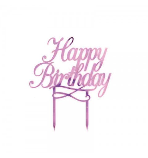 Cake Toppers in plexiglass happy birthday rosa 20 x 22 cm PLE061