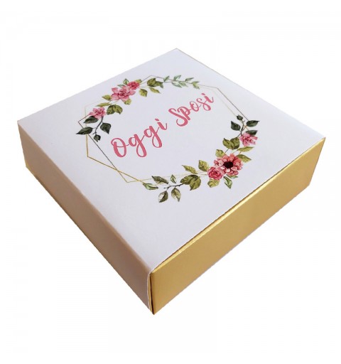 20 Box degustazione oggi sposi floreale con base dorata
