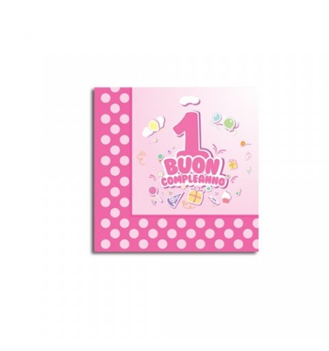 KIT N.10  PRIMO COMPLEANNO BAMBINA POIS ROSA + PALLONCINO FOIL
