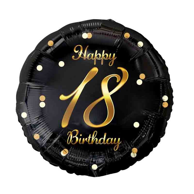Palloncino foil Happy 18 Birthday 18 anni nero / oro FG-O18C