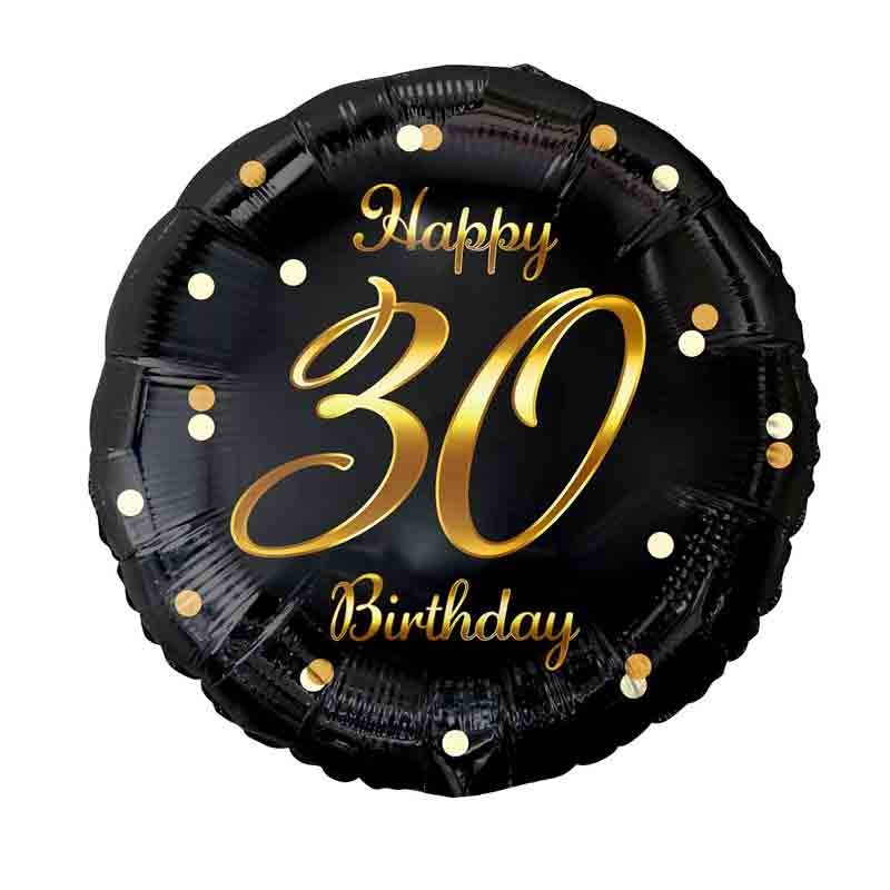 Palloncino foil Happy 30 Birthday 30 anni nero / oro FG-O30Z