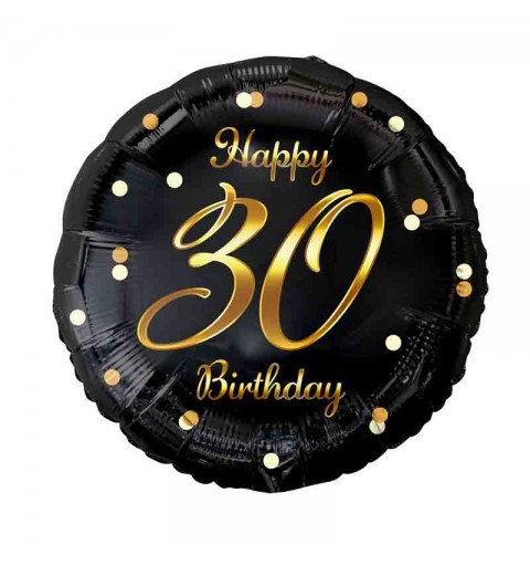 Palloncino foil Happy 30 Birthday 30 anni nero / oro FG-O30Z