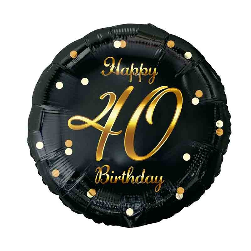 Palloncino foil Happy 40 Birthday 40 anni nero / oro FG-O40Z