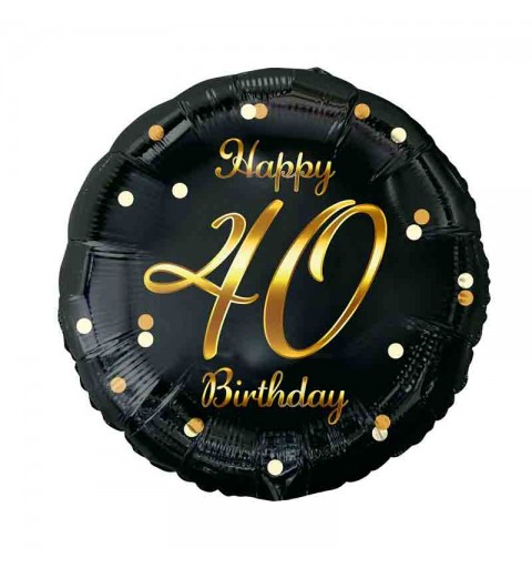 Palloncino foil Happy 40 Birthday 40 anni nero / oro FG-O40Z
