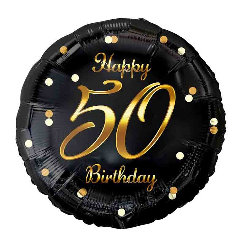 Palloncino foil Happy 50 Birthday 50 anni nero / oro FG-O50Z