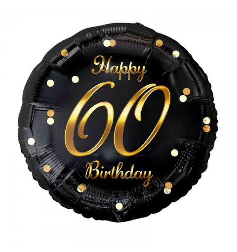 Palloncino foil Happy 60 Birthday 60 anni nero / oro FG-O60Z