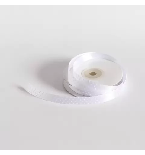 2 ROTOLI NASTRINO DOPPIO RASO CELESTE POIS BIANCHI 1,5 CM X 25 METRI