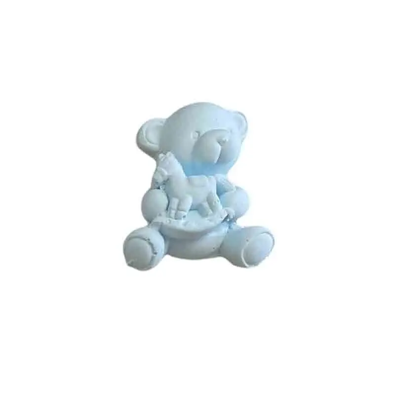 gessetto orsetto con cavallo a dondolo celeste 4 cm BI-BO14/CI