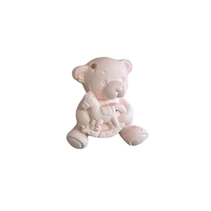 gessetto orsetto con cavallo a dondolo rosa 4 cm BI-BO14/P