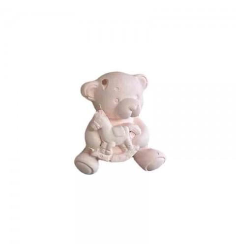 gessetto orsetto con cavallo a dondolo rosa 4 cm BI-BO14/P