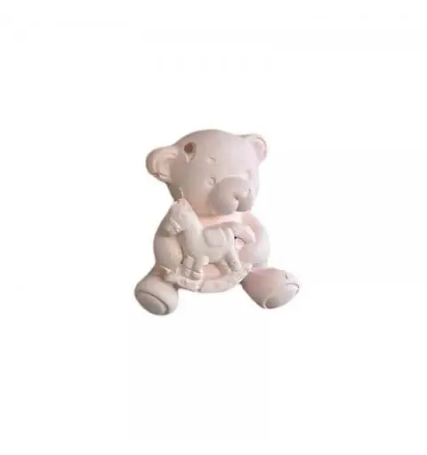 gessetto orsetto con cavallo a dondolo rosa 4 cm BI-BO14/P