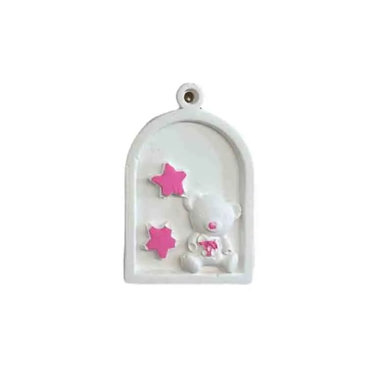 gessetto tag orsetto colorato rosa 4,5 cm BI-MAB30 / colr