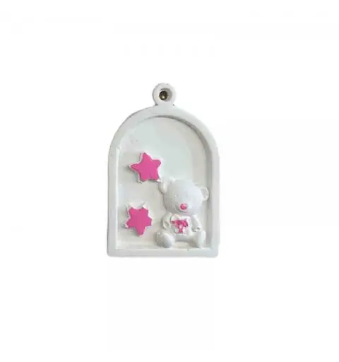 gessetto tag orsetto colorato rosa 4,5 cm BI-MAB30 / colr