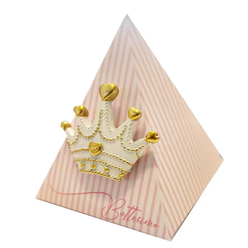 Bomboniere Scatoline Piramide con Magnete Corona per Battesimo