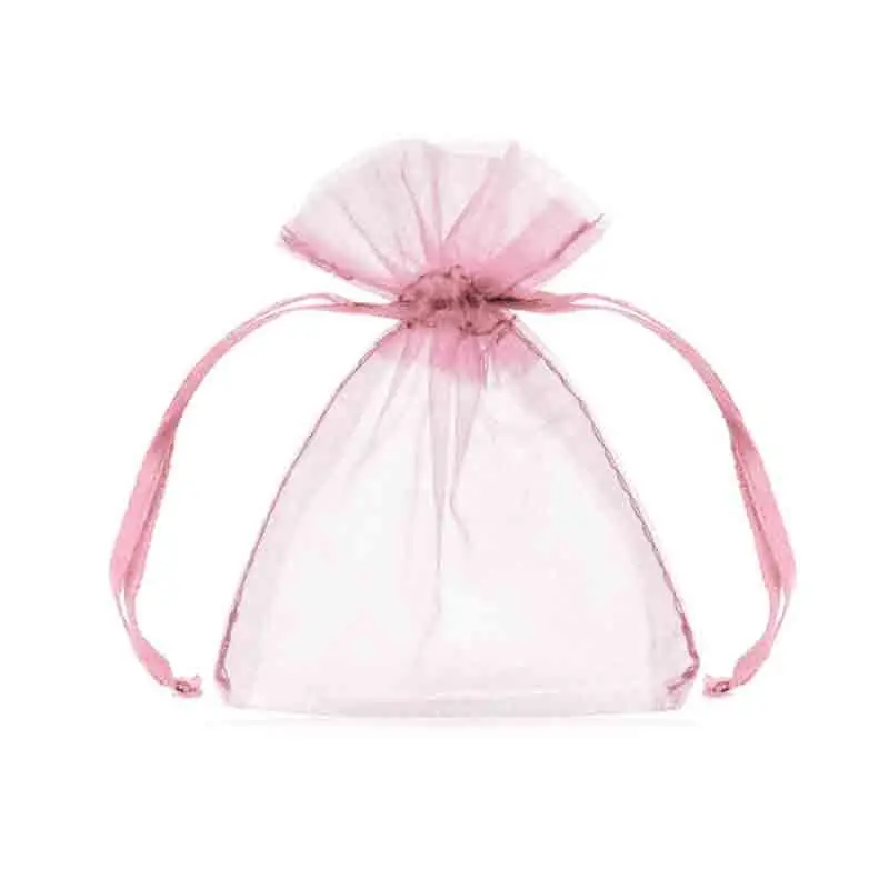 10 Sacchetti portaconfetti organza 7,5 x 10 cm rosa WRG5-081-10