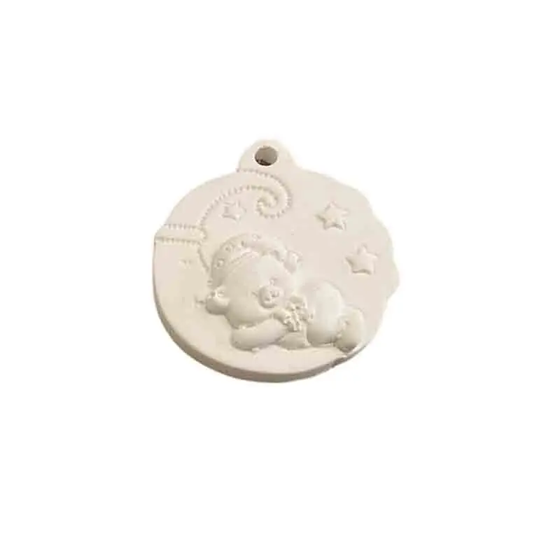 gessetto orsetto bianco su mezza luna 4,5 cm BI-MAB08