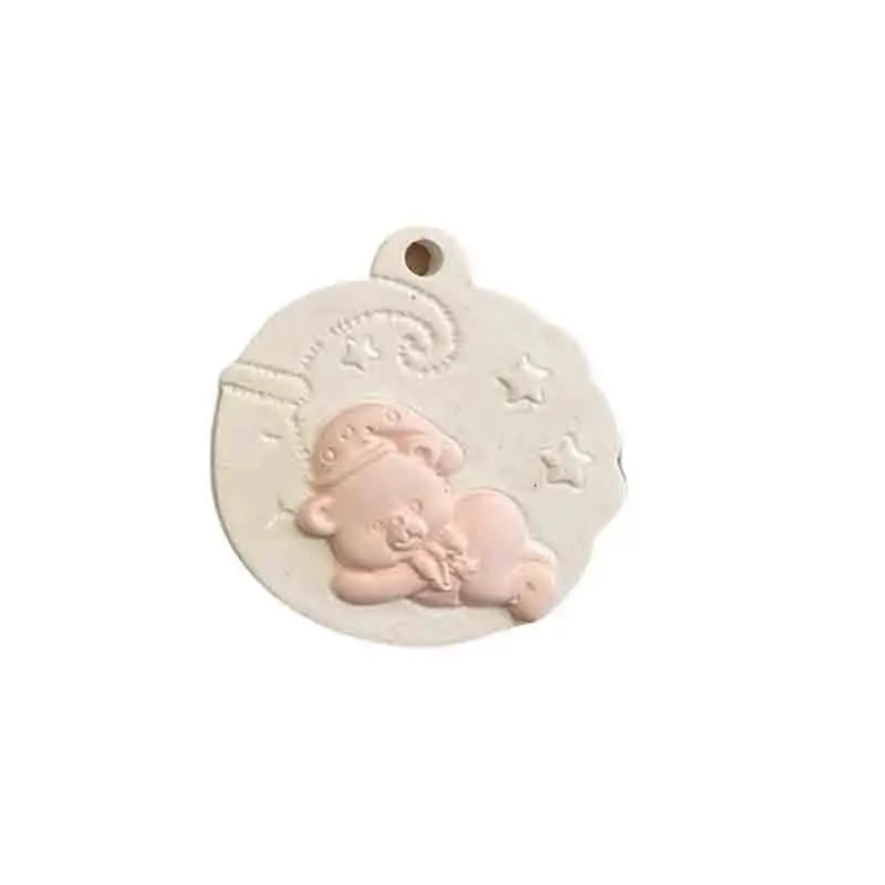 gessetto orsetto rosa su mezza luna 4,5 cm BI-MAB08/R