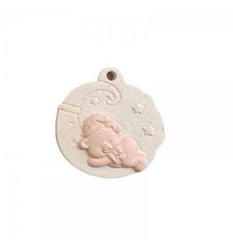 gessetto orsetto rosa su mezza luna 4,5 cm BI-MAB08/R