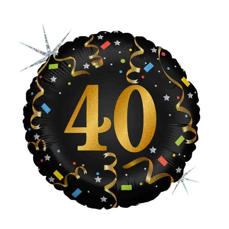Palloncino foil 40 annnero oro glitterato MEM48 45 cm