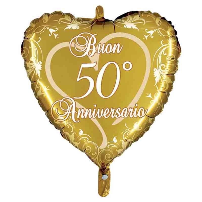 Palloncino foil a cuore 50 anni matrimonio anniversario MEM16 45 cm
