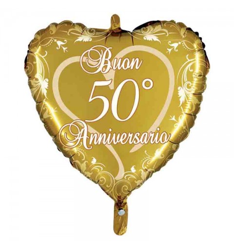 Palloncino foil a cuore 50 anni matrimonio anniversario MEM16 45 cm