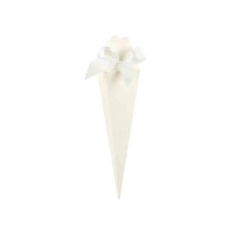 scatolina portaconfetti a cono seta bianca 155 x 40 x40 mm 13926